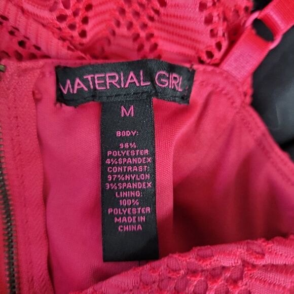 Material Girl Dress Sweetheart Bustier Netted Cutout Mini Fit & Flare Pink M - Picture 11 of 15